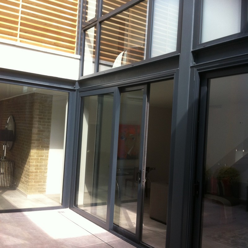 Anthracite aluminium sliding patio doors fitted in Beaconsfield