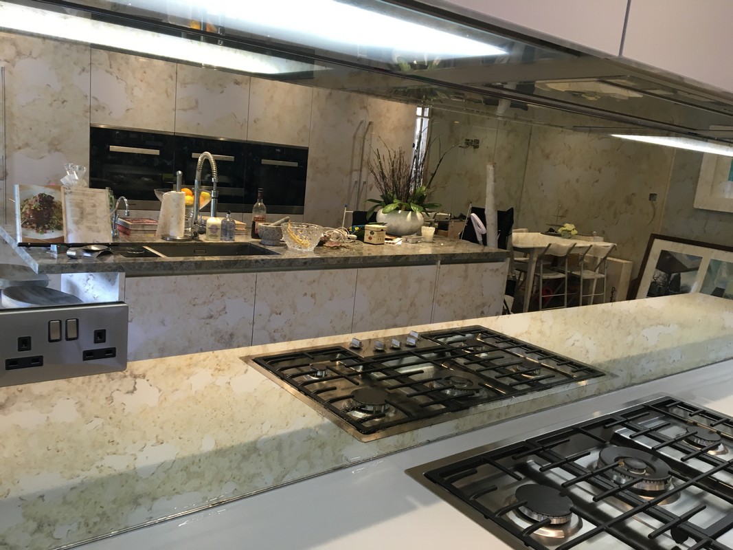 Mirror glass splashback in Beaconsfield luxury kitchen